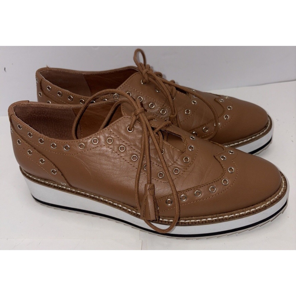 Shelly London Womans Brown Tassel Winchester Platform Wedge‎ Oxfords 7.5